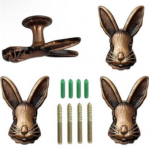 4 Bronze Rabbit Wall Hooks